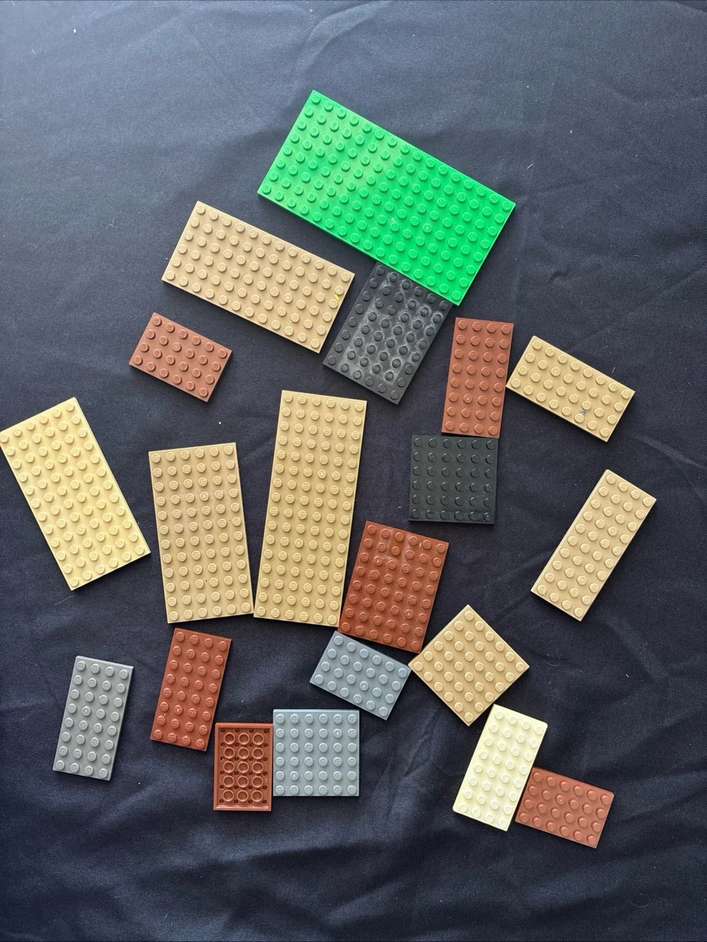 LEGO Plates Bulk Lot 19pc Assorted Sizes Tan Brown Gray Green White